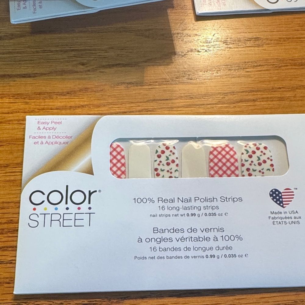 Color Street - nail polish strips - cherries and plaids NWT